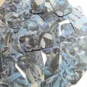 Sequin Rectangle 1.5" Blue Silver Bird Feathers Print Metallic