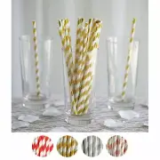 250 pcs 8" tall Decorative Striped Paper Straws Wedding Party Birthday Tableware