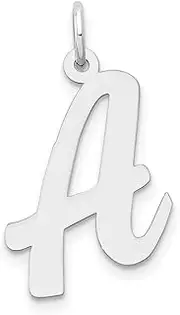 [JewelryWeb] 14ct White Gold Solid Polished Laser cut Large Script Letter Name Personalized Monogram Initial A Charm Pendant Necklace 18.29x15.39mm Wide