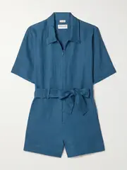 [Rivet Utility] Rivet Utility - Influencer Belted Linen Playsuit - Storm blue - small small Blue