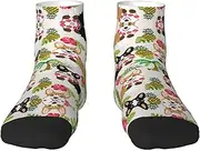 [JBYJBX] Tropical Flower And Corgi Print Adult Socks Womens Mens Workout Thermal Cozy All-Season Gift Holiday Articles Use