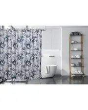 Moda at Home Noya 3pc Shower Curtain Set with 12 Shower Hooks