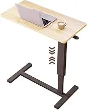 Standing Desk Adjustable Height Standing Desk Household Pneumatic Lifting Sit Stand Desk, Bedroom C-Shaped Structure Mobile Bedside Table with Hidden Rollers(Primary Color)