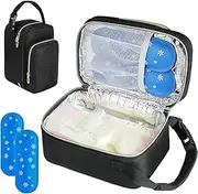 ZIOZERTT Breastmilk Cooler Travel bag with Ice Pack,Portable Breastmilk Cooler Bag with Buckle Handle,Insulated Breastmilk Storage Bag Cooler,Black