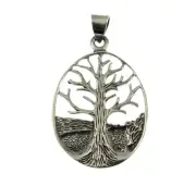 Handcrafted 925 Sterling Silver Etched Celtic / Norse Tree of Life Pendant