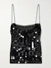[16ARLINGTON] 16ARLINGTON - Suero Paillette-embellished Chiffon Top - Black - UK 14 UK 14 Black