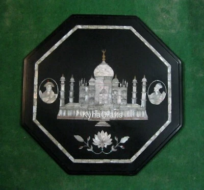 18 Inches Octagon Marble Coffee Table Top MOP Inlay Work Side Table for Office