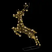 LED Twinkling PVC Rattan Leaping Reindeer – 240 Vintage Gold LEDs, 150cm