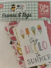 1 Pack of Echo Park Paper POOL PARTY Frames & Tags Ephemera Pieces