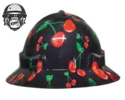 Custom Hydrographic Safety Hard Hat ROCKABILLY CHERRIES PRO CHOICE WIDE BRIM