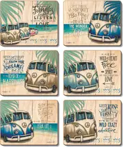 Country Kitchen Vintage Kombi Cinnamon Cork Backed Drink Coasters Set 6