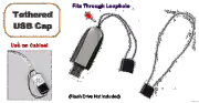 USB Caps with Tether -- Black Flash Drive Covers -- 2 pack -- Fits ALL TYPE A