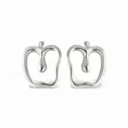 925 Solid Sterling Silver Apple Stud Earrings - Dainty Mini Nickel Free...