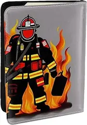 [JEJEA] Firefighter Fireman Print Travel Organizer Credit Cards Case Passport BookPassport Holder Cover Wallet forTraveling,, Black, One Size