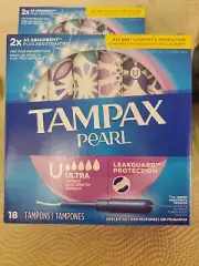 2X TAMPAX PEARL ULTRA ABSORBENCY 18 COUNT Leakguard Protection