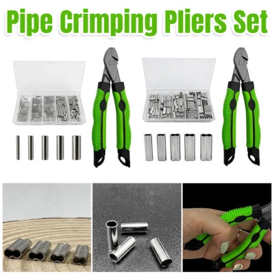 Fishing Line Crimping Pliers Set Sleeve Clamp Tube Tool Holder Tackle Gear Kit