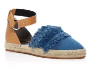 NEW Rebecca Minkoff Vicky Denim Blue Leather Espadrilles Ankle Strap Flats 5.5