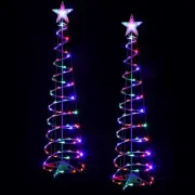 2 Pack 6 Ft Spiral Christmas Trees Outdoor Light up Christmas Tree 125 Leds Plug