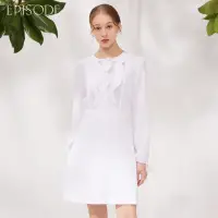 在飛比找momo購物網優惠-【EPISODE】甜美氣質荷葉邊長袖洋裝133175（白）