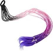 Ipetboom Rainbow Braided Wiglet Ponytail Hair Extension for Women Braids with Hair Tie for Parties Cosplay Festivals and Stage Performances