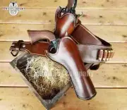 Gun Holster Leather Belt Tooled Cowboy Revolver Pistol Western Dual Holster