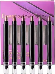 Shimmer Eyeshadow Stick,6-Color Eye Shadow Pencil Crayon Brightener - Shimmer Smudge-proof Eyeshadow Stick Eye Brightener Pencil for Women