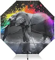 [PDZRMY] Elephant Colors UV Protection Travel Umbrella Compact for Rain and Sun - Auto Open and Close UPF 50+ Windproof Portable 46” Sun Umbrella for Women and Men