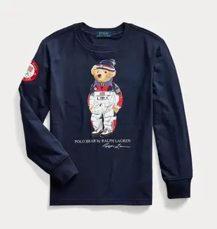 Polo Ralph Lauren polo bear 限量美國國旗奧運熊 長T 青年款 美國姐妹屋