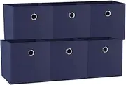 SORTI 33x37x33 CM Blue Navy 6X Pack Foldable Folding Storage Cube Storage Box Bookcase Fabric Cube Toy Organiser Organizer