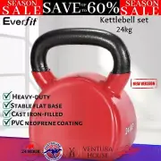 Everfit 24kg Kettlebell Set Weightlifting Bench Kettle Bell Dumbbells Gym Home