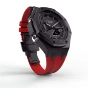 Casioak Mod Custom Watch Casio G-Shock GA-2100 Black Case Red Strap GA2100