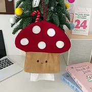 LIyun&Hang Cute Mushroom Design Tissue Cover Holder, Cartoon Tissue Holder Organizer, Hanging Tissue Cover Holder, Modern Creative Tissue Box Holder for Home，Office,Bathroom,Camping Tent