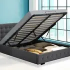 Levede Fabric Bed Frame Queen Tufted Mattress Platform Gas Lift Storage Grey