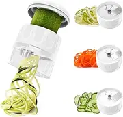 SUREWIN 3 in 1 Vegetable Spiralizer Slicer, Adjustable Zucchini Carrot Noodle Maker, Cucumber Spiral Cutter, Easy to Use Kitchen Tool（White）