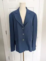 Talbots Blue 100% Wool Blazer Jacket Women’s 20 Plus Crested Buttons Academia