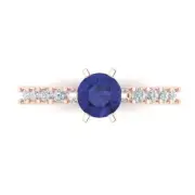 1.05Ct Round Cut Tanzanite VVS1 Solid Gold Engagement Promise Statement Ring