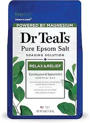 Dr Teal's Epsom Salt Magnesium Soak, Relax & Relief with Eucalyptus & Spearmint Essential Oils, 3 lbs