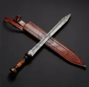 Roman Gladius, Damascus Steel Double Edge, Battle Ready With Sheath, Best Gift