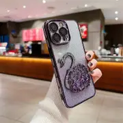 Double Color Gradient Diamond Swan Phone Case For iPhone 16 15 ProMax 14 13 12 Pro Max Plus 11 Glitter Quicksand Silicone Cover purple iPhone 14 Pro
