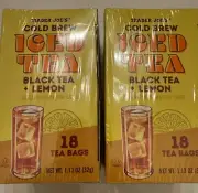 2 Boxes Trader Joe’s Cold Brew Iced Tea Black Tea + Lemon 18 Bags each box