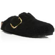 Birkenstock Womens Boston Big Buckle Black Fuzzy Flat Mules Shoes 36 BHFO 7048