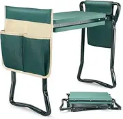 Garden Kneeler and Seat Heavy Duty, 2024 Upgraded 10.2'' Widened Garden Bench for Kneeling and Sitting, Foldable Garden Stool with 2 Large Tool Bags, Gardening Gifts for Women, Seniors, Gardeners