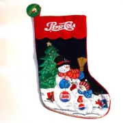 Vintage Kurt Adler Pepsi Cola Christmas Stocking Snowman 16" Velvet New