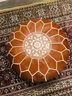 PREMIUM Moroccan Goat Leather Ottoman Pouf Pouffe Footstool BROWN