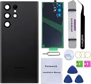 Rear Back Glass Replacement for Samsung Galaxy S22 Ultra 6.8 inches 5G with Reparing Toolkit and Pre-Installed Adhesive (Phantom Black)