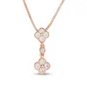 0.2 CT. T.W. Quad Natural Diamond Double Clover Antique Vintage-Style Pendant in 10K Rose Gold