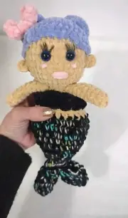 11” Handmade Crocheted Mermaid Plushie Doll