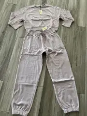 NWT $228.00 Ragdoll LA Cropped Sweatshirt and Joggers Small "Cloud Grey"
