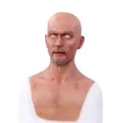 Realistic Old Man Face Masks Movie Props Crossdresser Silicone Hoods Headwear