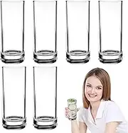 Glasses Drinking Set - 290ml Everyday Drinking Glasses,6X Clear Reusable Shatterproof Drinkware Tumblers Dishwasher Safe for Water Iced Coffee Beer Ice Tea Wine Whiskey